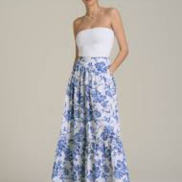 American Tall Dresses & Skirts - American Tall Vintage Floral Blue and White Maxi Skirt XXL Tall